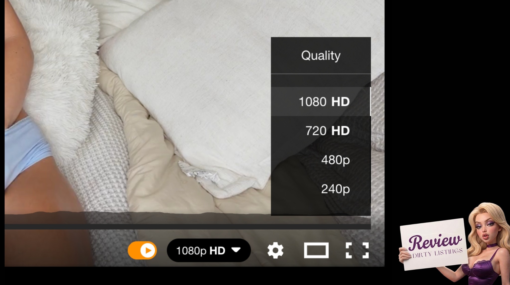 screen shot of the streaming quality function on the player