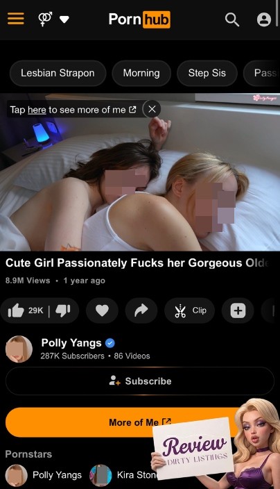 screenshot of a video on pornhub on mobile view