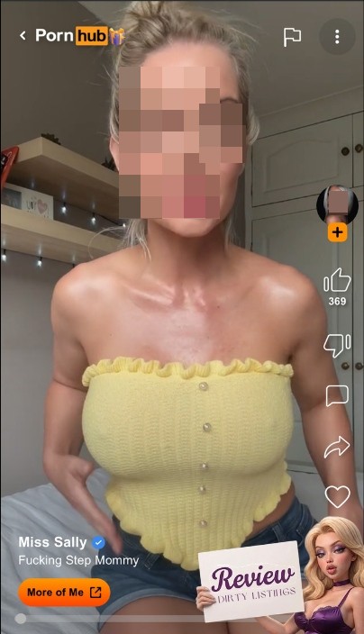 screenshot on mobile of pornhubs shorties